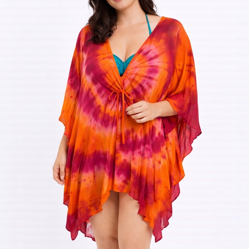 Dharma Trading Co Tie-Dye Rayon Boho Swim Cover Up L/XL